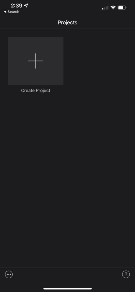 Create new project in iMovie for iPhone