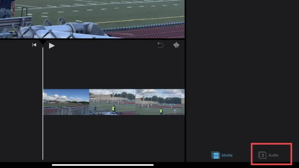 Audio tab option in iMovie for iOS