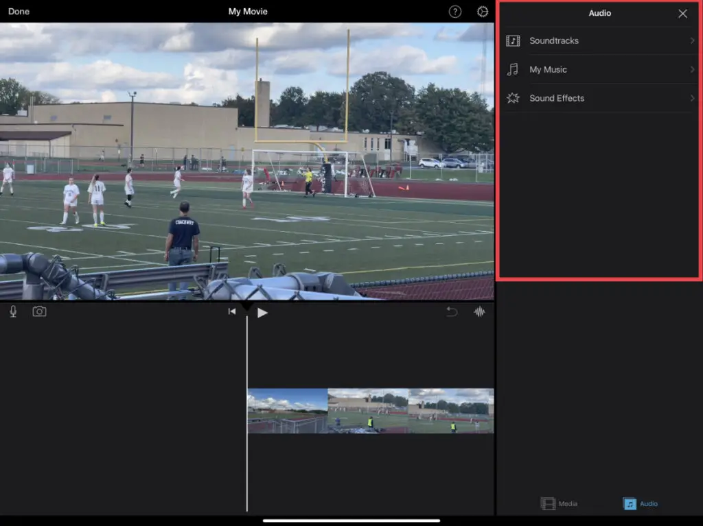 Audio options in iMovie for iOS