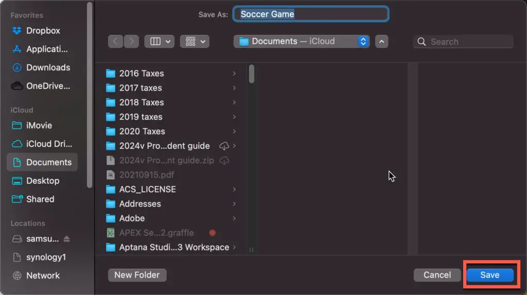 Select folder to export video and click Save