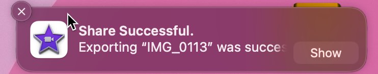 iMovie for MacOS Video Export Successful