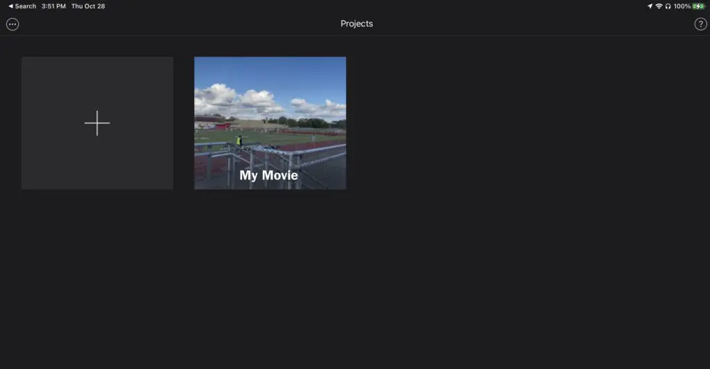 Project view in iMovie for iOS (iPhone and iPad)