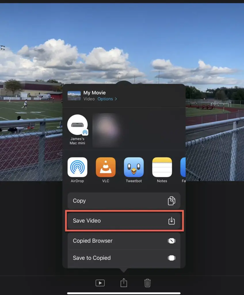 how to export in imovie for iphone