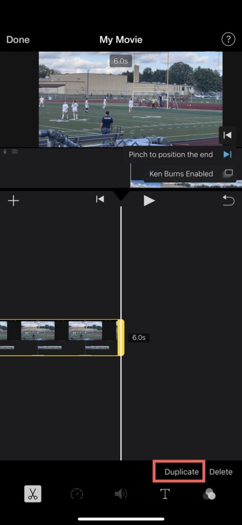 Select clip to duplicate and press the "duplicate" button