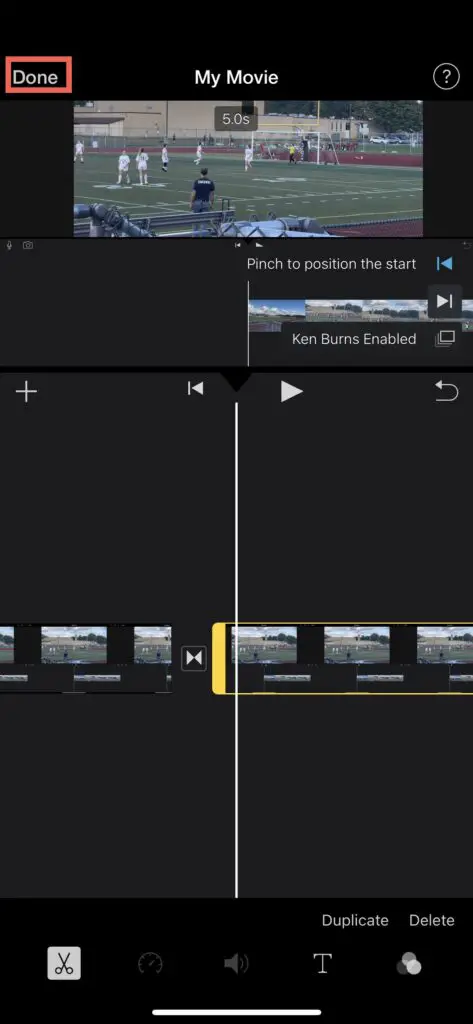Once you see duplicated clip, press "Done" to exit editing mode