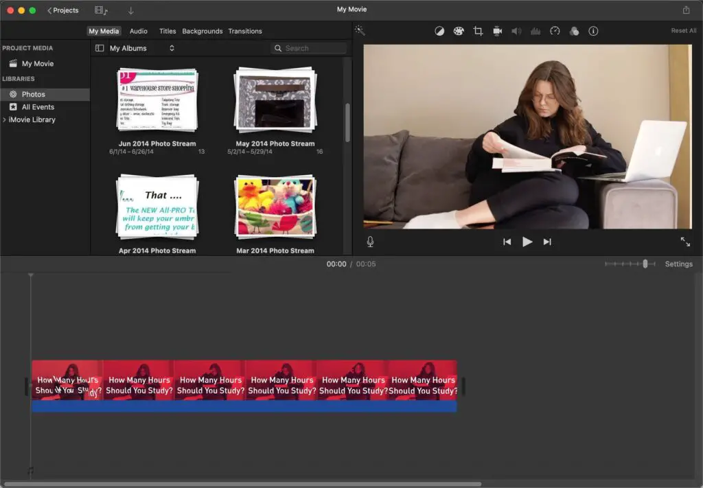 Open iMovie to the project that you want to create thumbnail for