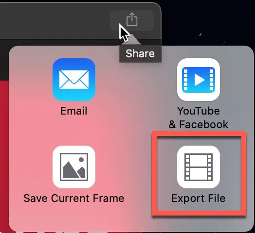 Select "Export File" to export iMovie project