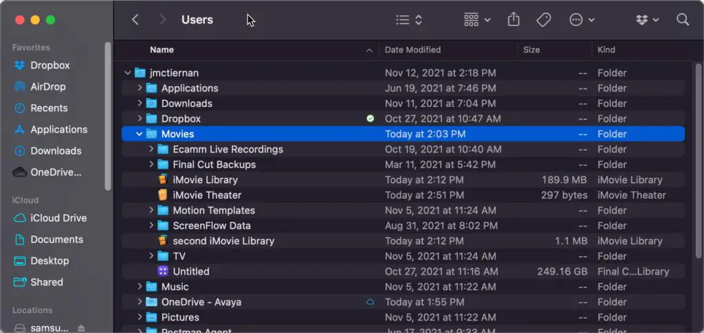 Movies folder on MacOS