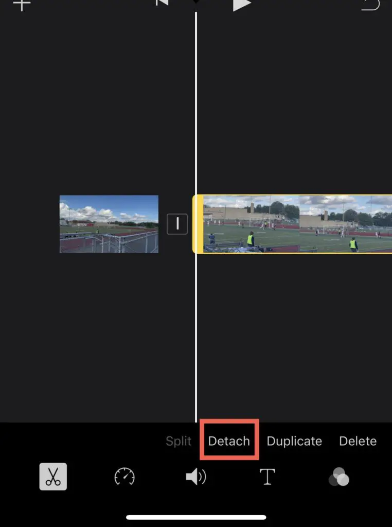 Click “Detach” to detach the audio from the selected video clip