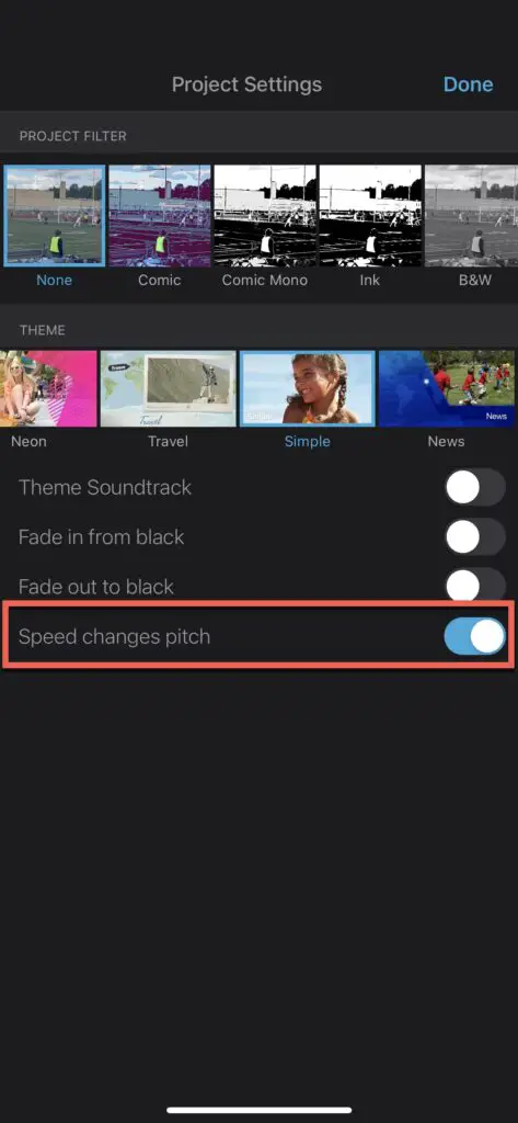 Toggle the “Speed changes pitch” setting