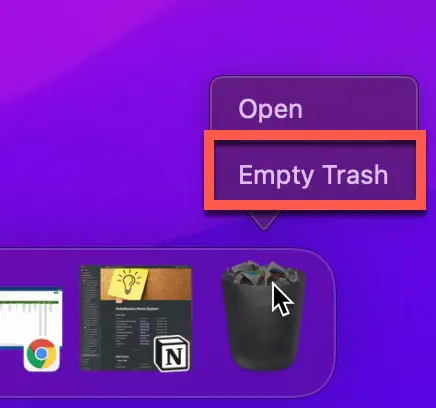 Emptying Trash in MacOS
