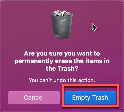 Click "Empty Trash" to clear out trash files in MacOS