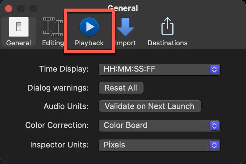 Click on the "Playback" icon