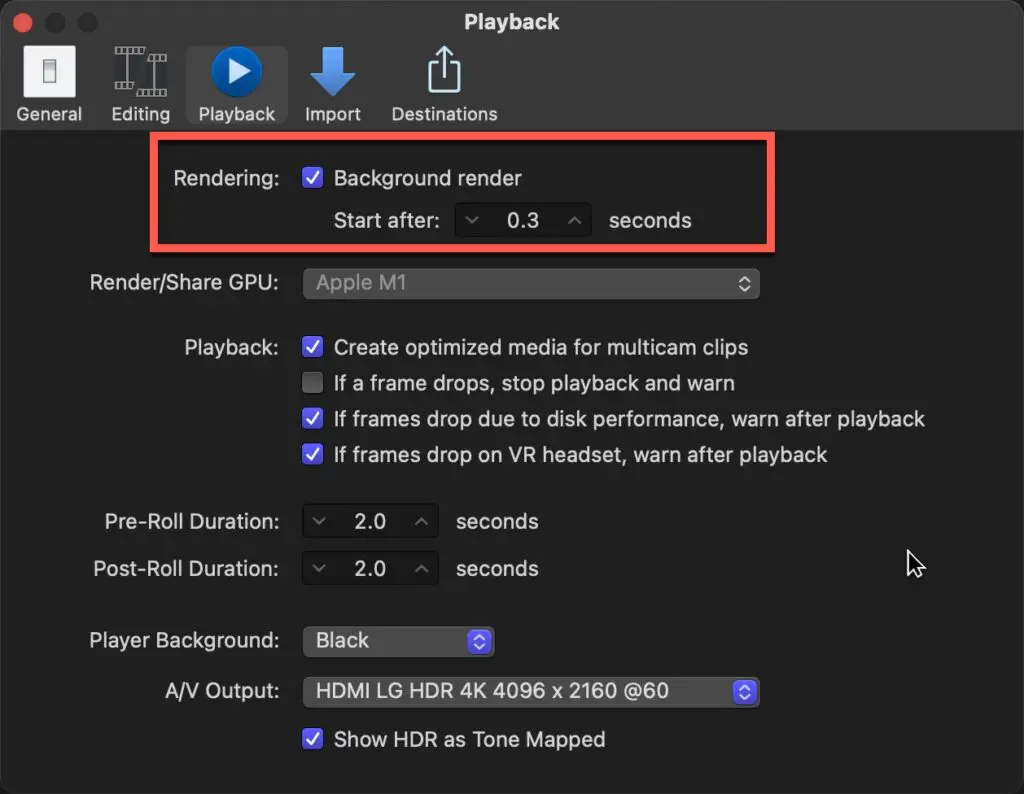 Administer the Rendering settings 