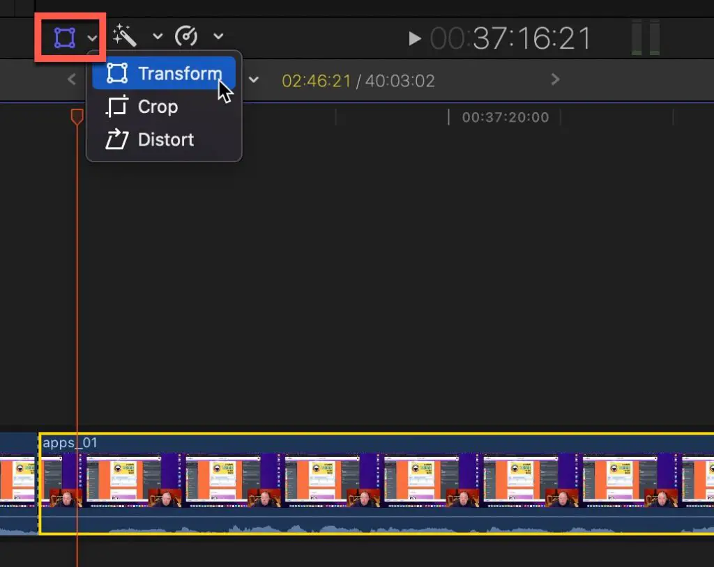Using the Transform tool in Final Cut Pro