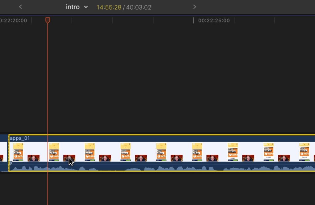 Select clip to speed up in Final Cut Pro